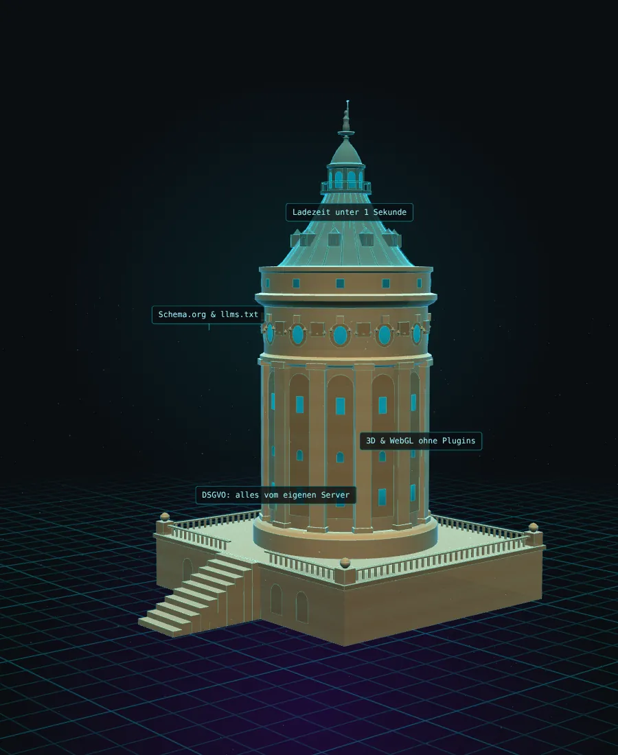 Der Mannheimer Wasserturm als 3D-Modell